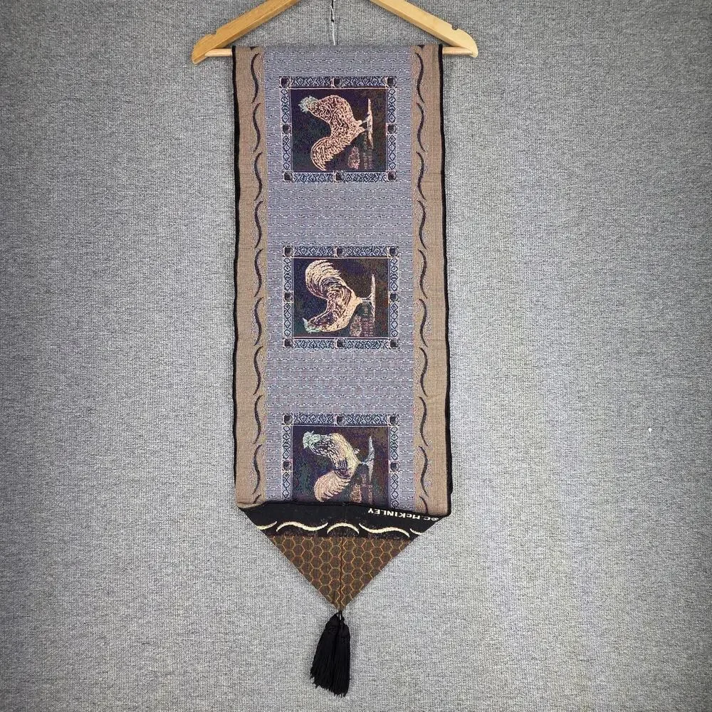 C. MCKINLEY ROOSTER BREEDS WALL HANGING / TABLE RUNNER 34x13 VINTAGE Y2K